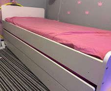 Single bed with trundle bed and storage