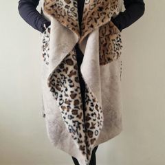 One size, reversible faux short fur long gilet