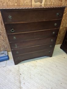 dresser, desk and tall storage unit