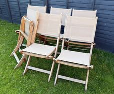 6 hard wood folding garden chairs - good condition