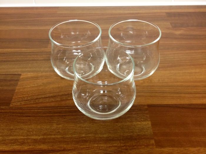 Three tea-light candle holders (mini glasses)