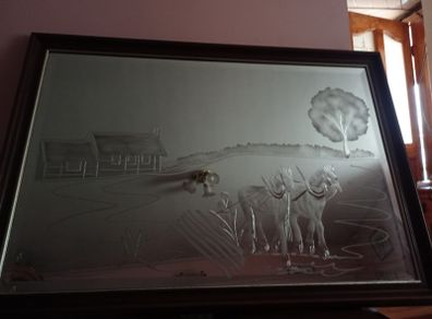 Antique Mirror with Horses
