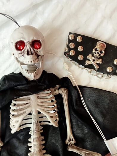 Spooky Hanging Halloween Skeleton Decoration with Light-Up Eyes