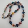 Antique Venetian African Style MultiColor Polka Dotted & Chevron Glass Beads Necklace Image 8