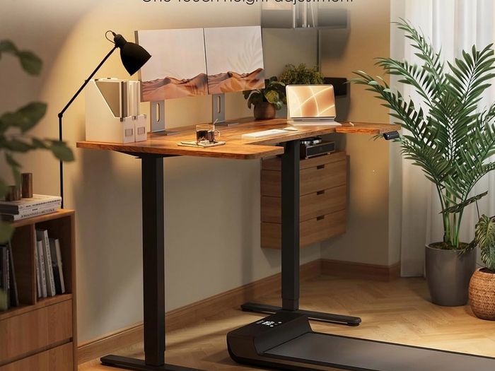 Electric Standing Desk, 140cm U Shaped Height Adjustable Desk with 3 Memory Smart Panels
