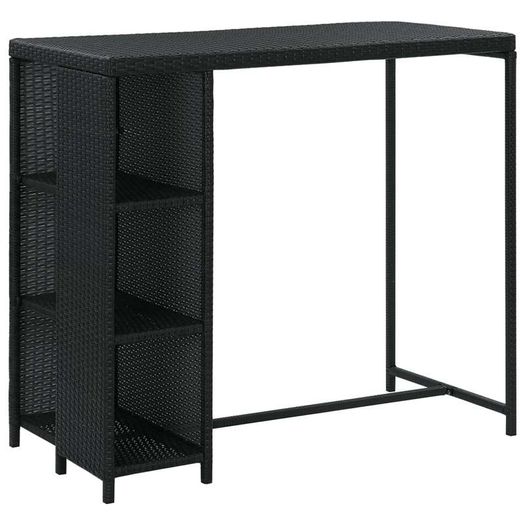 Bar Table with Storage Rack Black 120x60x110 cm Poly Rattan