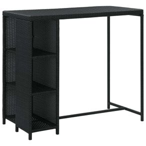 Bar Table with Storage Rack Black 120x60x110 cm Poly Rattan