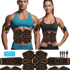 ABS Trainer EMS Muscle Stimulator,Abdominal Trainer with USB Rechargeable, 19 Intensity Levels Ab Trainer Belt for Home Body Fitness