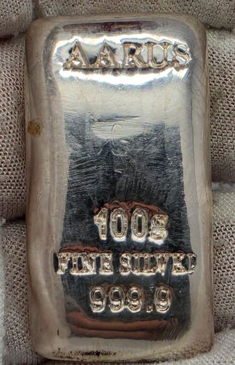 Aarus 100g Grams Fine Silver 999.9 Bar