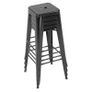 Set of 4 Stackable Bar Stools Tall Industrial Bar Chairs with Footrest Seat Height 76 cm, Metal Frame, Retro Style, for Dining Room, Balcony, Bistro or Bar, Black Image 3
