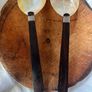 Vintage Mother of Pearl Serving Spoons Pair Caviar Fish Shell Spoon Wooden Handle serving spoon Image 5