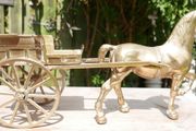 Horse Pulling a Carriage - Sculpture - figurine - statue - Vintage Solid Brass