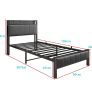 3ft Single Bed Frame With Storage Headboard, Upholstered Platform Bed Frame/Mattress Foundation/Metal Slat Support/No Box Spring Needed/Dark Grey bed frames single Image 8