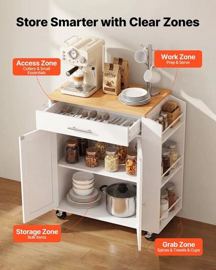 Kitchen Island Cart with Storage Mobile Rolling Storage Island on Swivel Wheels with Drawer