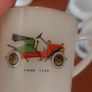 Cool Set of Four Vintage Retro Mid-Century French Milk-Glass Opaline Espresso Coffee Cups/Mini Mugs with Classic Car Designs Image 6