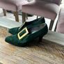 Vintage Christian Dior green heels with gold buckle Image 3