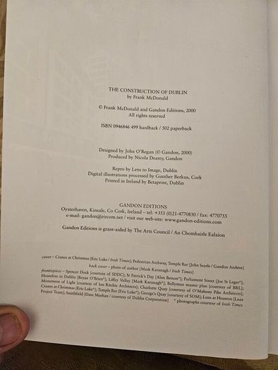 The Construction Of Dublin By Frank Mcdonald. First Edition Large Volume Paperback In Good Condition.  See Photos For Same.