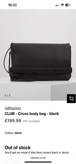 Allsaints Black Club Large Clutch/Crossbody