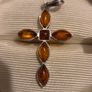 925 Sterling Silver Baltic Amber Cross Pendant Image 2