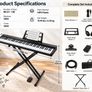88 Key Digital Piano Keyboard Semi Weighted Electric Portable with Stand Image 5