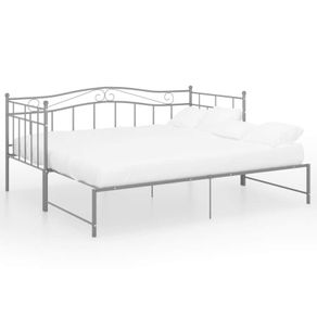 Pull-out Sofa Bed Frame Grey Metal 90x200 cm