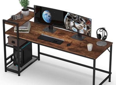 Computer Desk, Computer Desk with Bookshelf, Study Computer Laptop Table with 4 Tier DIY Storage Shelves Writing Table for Home Office Bedroom,160x60x110cm (FREE POSTAGE)
