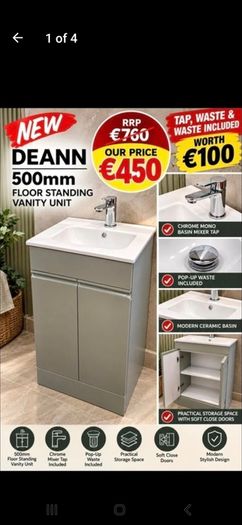 Deann 500 floorstanding unit with tap and waste