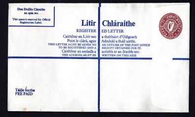 1976 Ireland 33p Registered envelope Size H (compensation on reserve IR6.35/IR50) Mint