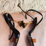 River Island Black Heels with Orange Strap & Acrylic Flared Heel Size UK 6 / EU 39 Image 8