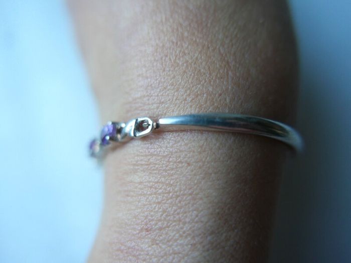 Vintage 925 Sterling Silver and Amethyst Bangle