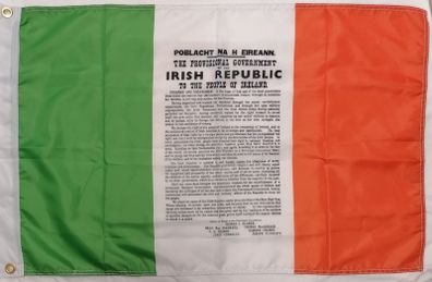 Irish Tri Colour Flag with Irish Republican Proclamation.