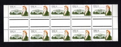 1981 Ireland 150th Anniversary of James Hoban (Architect of White House, USA) Commemorative Stamp Gutter Pair of 5 Mint Never Hinged (MNH).