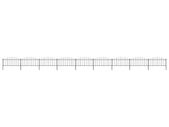 Garden Fence with Spear Top Steel (0.5-0.75)x15.3 m Black