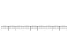 Garden Fence with Spear Top Steel (0.5-0.75)x15.3 m Black