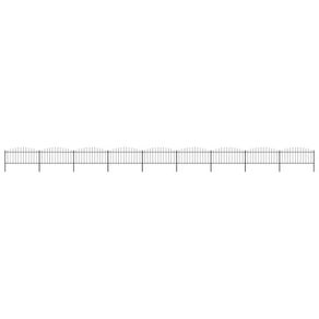 Garden Fence with Spear Top Steel (0.5-0.75)x15.3 m Black