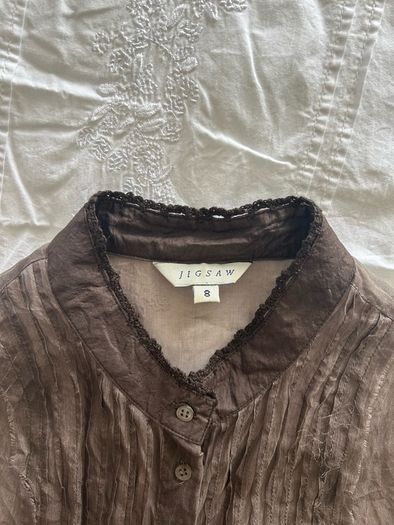 Brown 100% silk blouse by Jigsaw