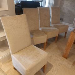 4 x oak dining chairs vgc velour covering