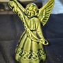 Vintage Green Glazed Ceramic of an Irish Round Tower and Church by Knock Pottery in Ireland and a Vintage Angel, Postage Available or Collection Image 6