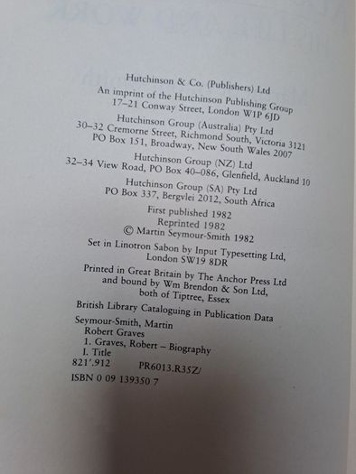 1982 Robert Graves His Life and Work