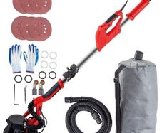 Drywall Sander 750W, Electric Drywall Sander, Foldable Sheetrock Sander, with Telescope Handle, Electric Sander, Variable Speed 800-1750 RPM
