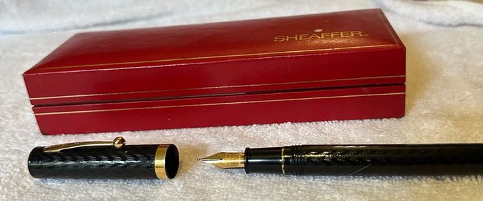 Sheaffer 'No Nonsense' Old Timer Flat Top Fountain Pen in Black Herringbone