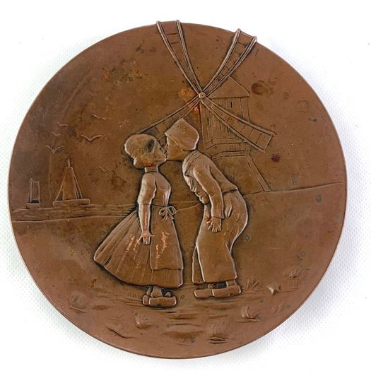 Antique Dutch Bronzed Copper Trinket Dish