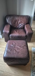 Brown leather armchair