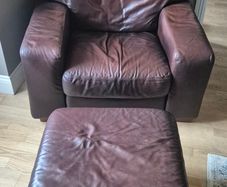 Brown leather armchair