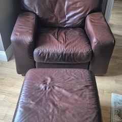 Brown leather armchair