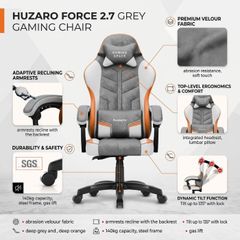 Huzaro Force 2.7 Grey Velour Gaming Chair