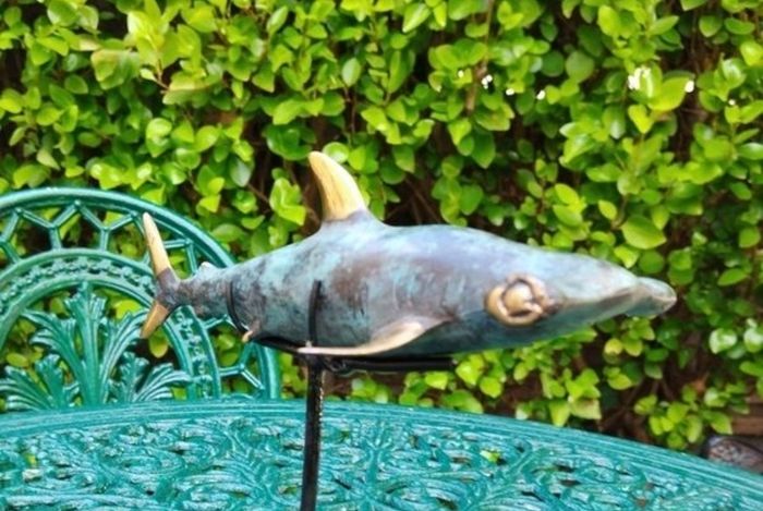 Hammerhead Shark - Patinated Bronze With Gold Accents