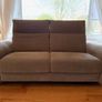 Two-seater sofa and foot stool taupe velvet Image 5