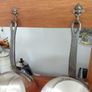 French Antique 5 copper pots with free standing oak stand plus 5 set of ceramic storage jars Image 8