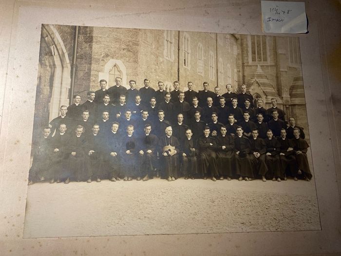 photo Vintage Mounted Group Photo  Catholic Priests & Bishop by C. & L. Walsh, Dublin  Photographer / Studio: Stamped "C. and L. Walsh, 55 Lr. Mount Street, Dublin" on the mount. Active c. 1920s 1950s.